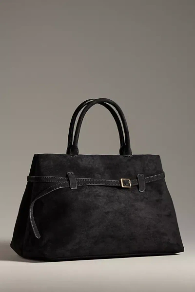 By Anthropologie Faux-suede Doctor Bag In Black