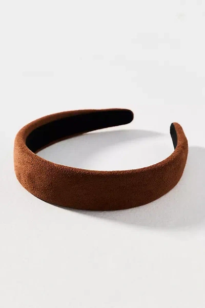 By Anthropologie Faux Suede Gemstone Headband In Brown