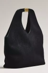 By Anthropologie Faux-suede Gilded Handle Tote Bag In Black