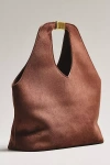 By Anthropologie Faux-suede Gilded Handle Tote Bag In Brown