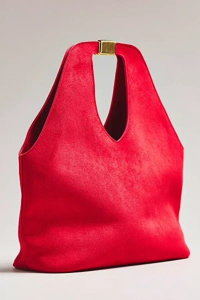 By Anthropologie Faux-suede Gilded Handle Tote Bag In Red