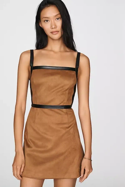 By Anthropologie Faux Suede Mini Dress In Brown