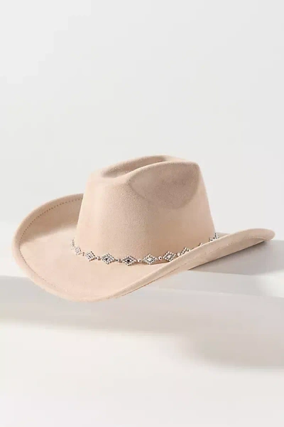 By Anthropologie Faux Suede Studded Rancher Hat In Brown