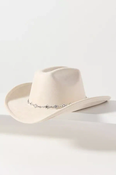 By Anthropologie Faux Suede Studded Rancher Hat In Neutral