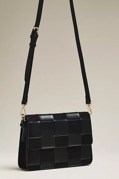 By Anthropologie Faux-suede Woven Shoulder Bag In Black