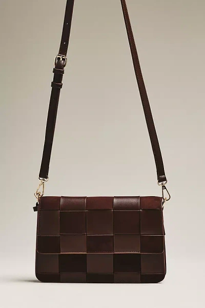 By Anthropologie Faux-suede Woven Shoulder Bag In Brown