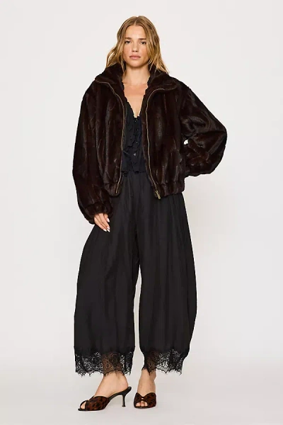 By Anthropologie Faux-fur Panelled Bomber Jacket In Blue