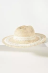 By Anthropologie Feathered Stitch Straw Rancher