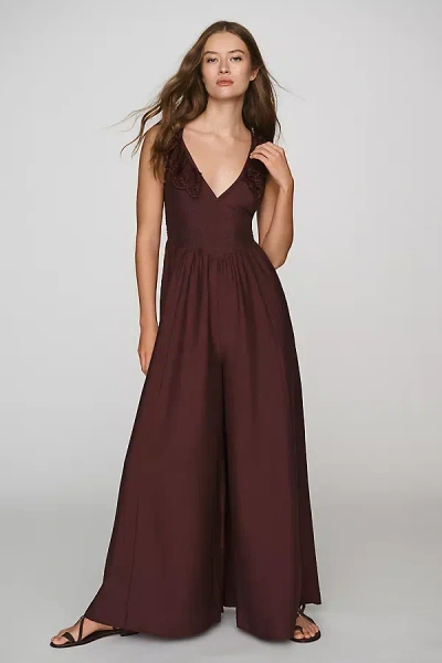 By Anthropologie Femme Boho Wide-leg Jumpsuit In Brown