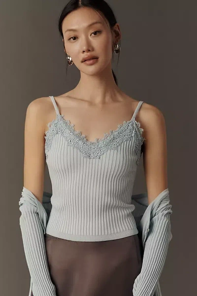 By Anthropologie Femme Lace Sweater Tank Top In Gray