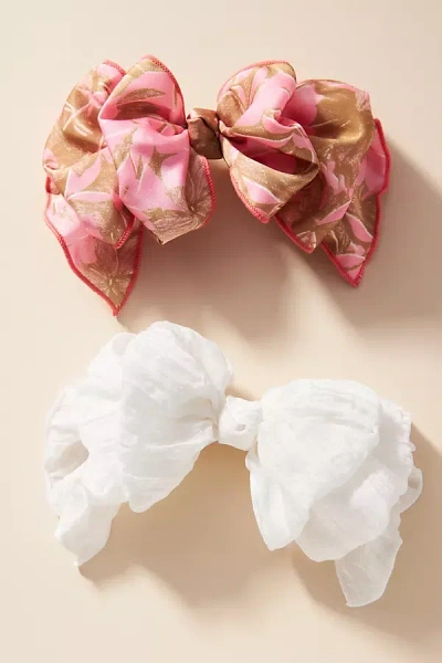 By Anthropologie Femme Spring Ruffle Hair Bows, Set Of 2 In Multi
