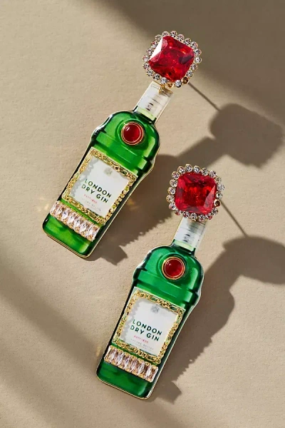 By Anthropologie Festive Cocktail Icon Earrings In Green
