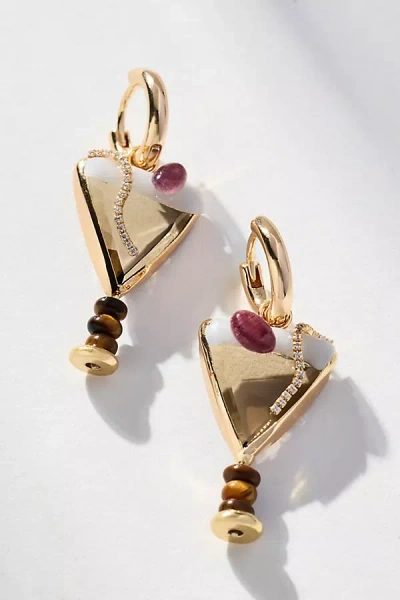 By Anthropologie Festive Icon Huggie Earrings In Yellow