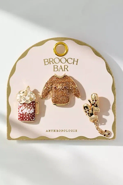 By Anthropologie Festive Nutcracker Ballet Brooches, Set Of 3 In Pink