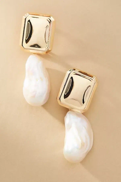 By Anthropologie Fireball Baroque Pearl Drop Earrings In Gold