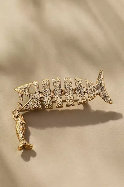 By Anthropologie Fish Drop Brooch In Gold
