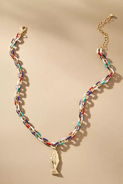 By Anthropologie Fish Enamel Charm Necklace In Multi