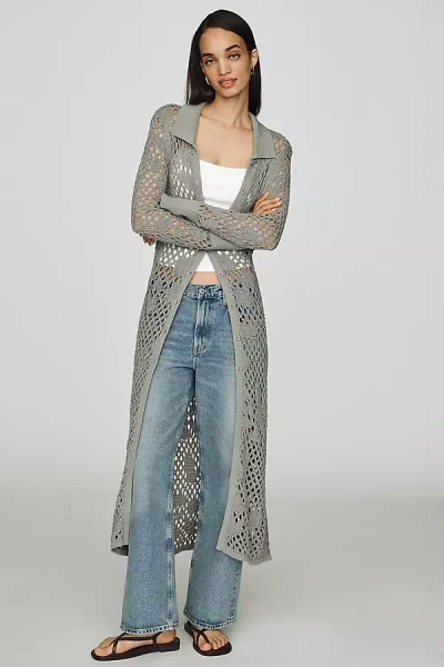 By Anthropologie Fishnet Duster Cardigan Sweater In Gray
