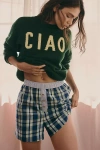 By Anthropologie Flannel Boxer Shorts In Blue