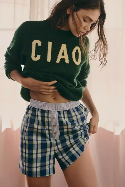 By Anthropologie Flannel Boxer Shorts In Blue