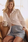 By Anthropologie Flannel Boxer Shorts In Blue