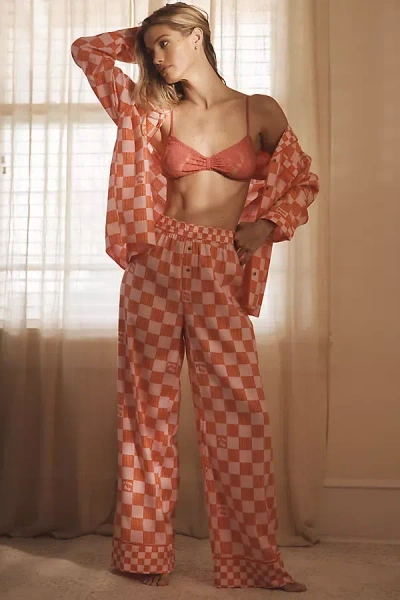 By Anthropologie Flannel Pyjama Bottoms In Pink