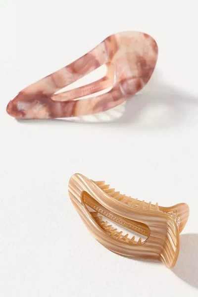 By Anthropologie Flat Hair Claw Clips, Set Of 2 In Multi