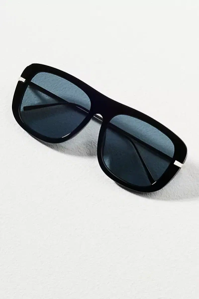 By Anthropologie Flat-top Curved Aviator Sunglasses In Black