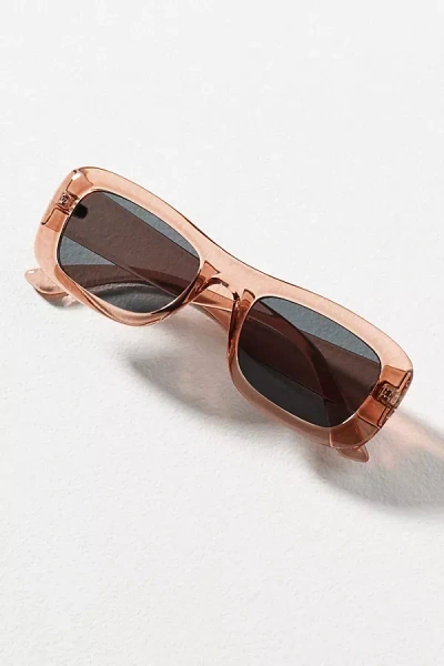 By Anthropologie Flat-top Curved Rectangle Sunglasses In Brown