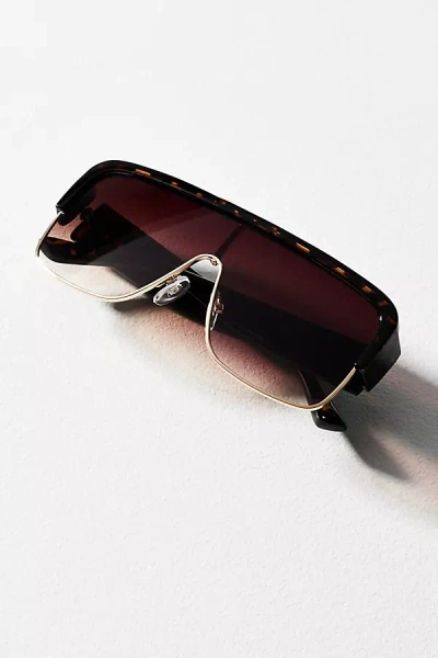 By Anthropologie Flat-top Frameless Aviator Sunglasses In Brown