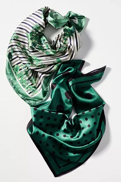 By Anthropologie Fleur Hair Scarves, Set Of 2 In Green