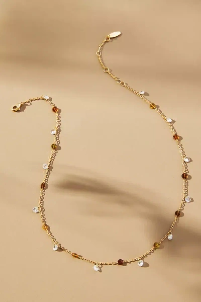 By Anthropologie Floating Crystal Necklace In Beige