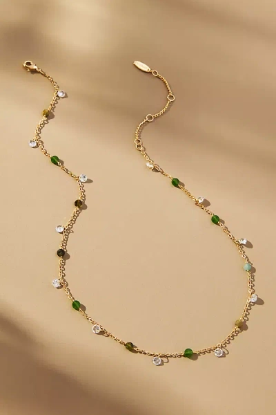 By Anthropologie Floating Crystal Necklace In Green