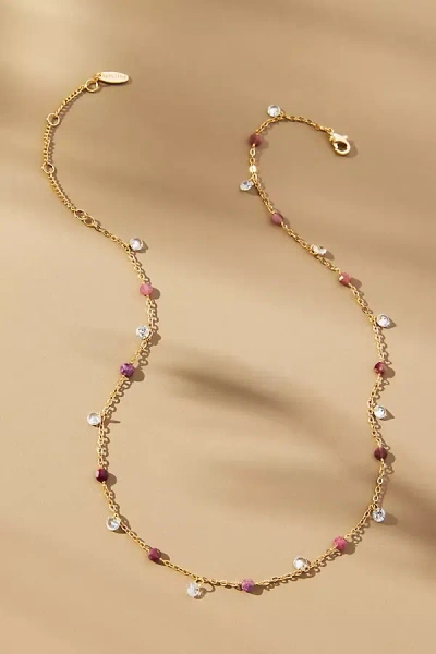 By Anthropologie Floating Crystal Necklace In Purple