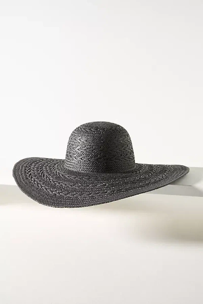 By Anthropologie Floppy Straw Plaited Sun Hat In Black
