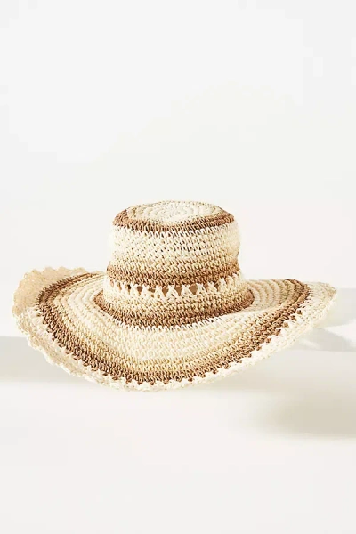 By Anthropologie Floppy Striped Straw Bucket Hat In Multicolor
