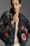 By Anthropologie Floral Bomber Jacket In Multicolor