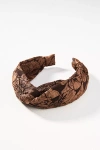 By Anthropologie Floral Brocade Twist Headband In Brown