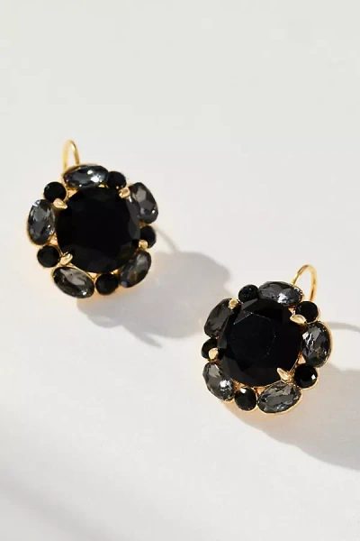 By Anthropologie Floral Crystal Drop Earrings In Black