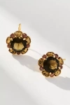 By Anthropologie Floral Crystal Drop Earrings In Brown