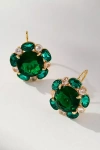 By Anthropologie Floral Crystal Drop Earrings In Green