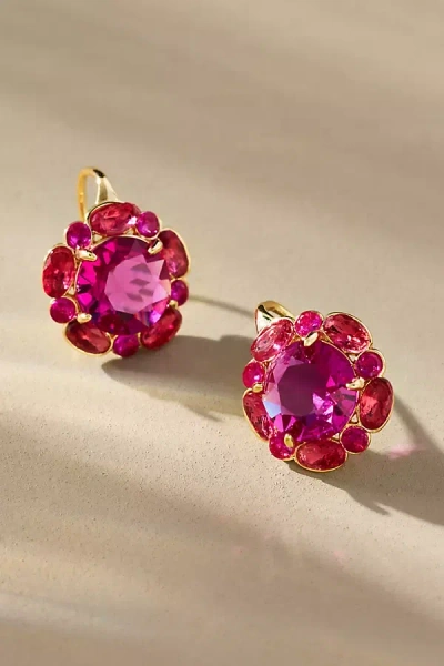 By Anthropologie Floral Crystal Drop Earrings In Pink