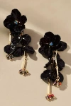 By Anthropologie Floral Drop Earrings In Black
