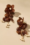 By Anthropologie Floral Drop Earrings In Brown