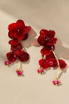 By Anthropologie Floral Drop Earrings In Red