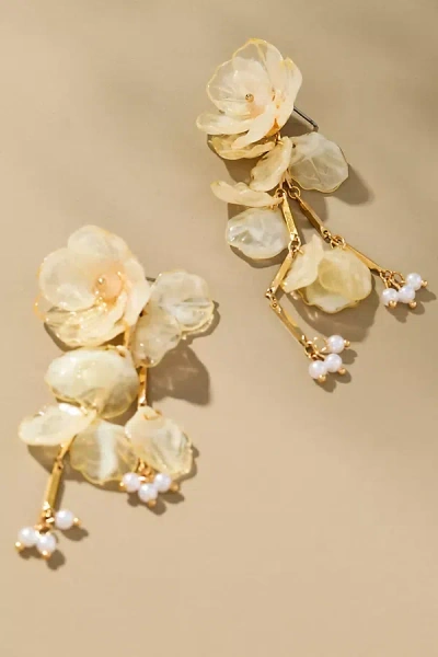 By Anthropologie Floral Drop Earrings In White