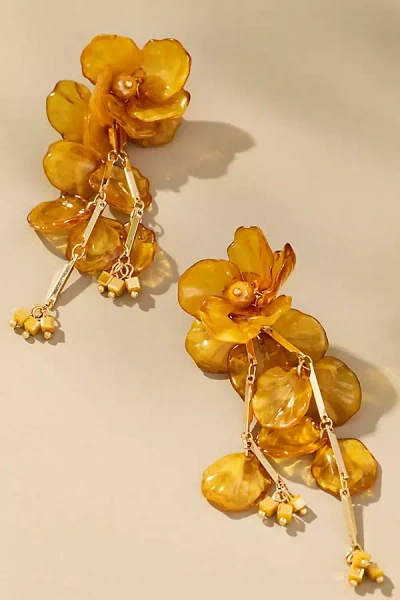 By Anthropologie Floral Drop Earrings In Yellow