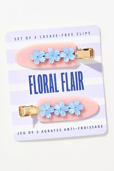 By Anthropologie Floral Flair Crease-free Hair Clips, Set Of 2 In Pink