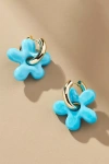 By Anthropologie Floral Icon Huggie Hoop Earrings In Blue