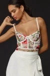 By Anthropologie Floral Mesh Bodysuit In Multicolor